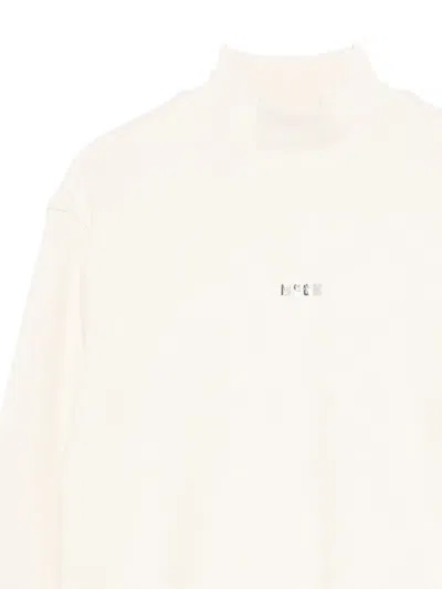 Msgm Mock-neck Logo Sweatshirt In White