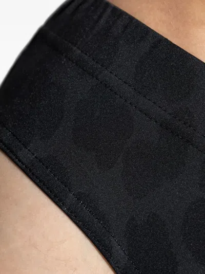 Balmain Leopard-print Drawstring Swim Trunks In Black