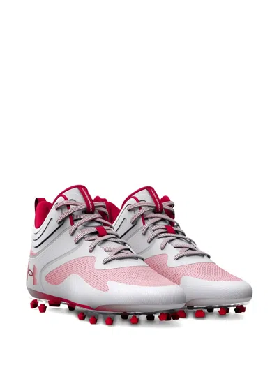 Under Armour Command Mc Mid "white/red" Cleats In Gray