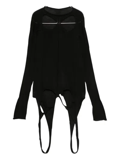 Rick Owens Slashed Long-sleeve Sweater In Black