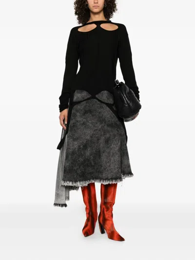 Rick Owens Slashed Long-sleeve Sweater In Black