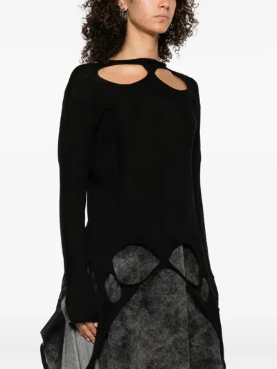 Rick Owens Slashed Long-sleeve Sweater In Black