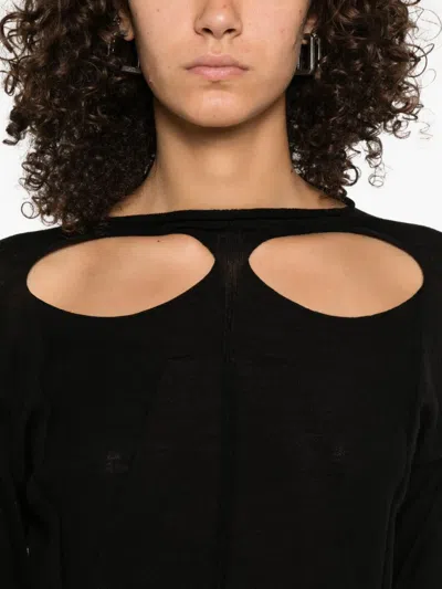 Rick Owens Slashed Long-sleeve Sweater In Black