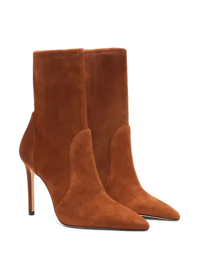 Stuart Weitzman 100mm Pointed-toe Sock Boots In Brown