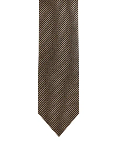 Tom Ford Silk Tie With Micro Pattern In Brown