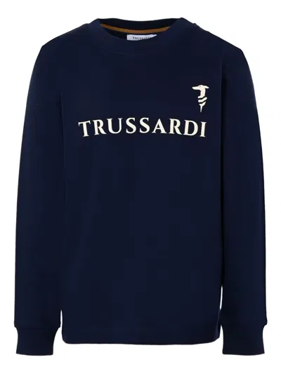 Trussardi Junior Logo-embellished Sweatshirt In Blue