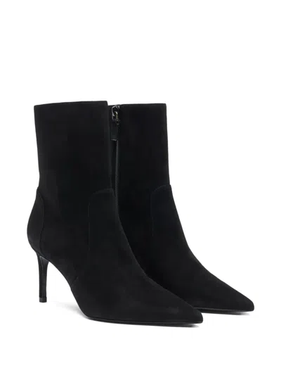 Stuart Weitzman Black Ankle Boots With Stiletto Heel And Zip Closure On The Side In Suede Woman In Black