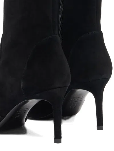 Stuart Weitzman Black Ankle Boots With Stiletto Heel And Zip Closure On The Side In Suede Woman In Black