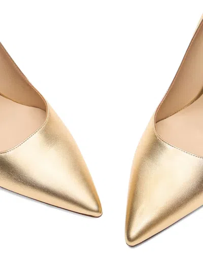 Stuart Weitzman 100mm Stuart Power Metallic-leather Pointed-toe Pumps In Silver