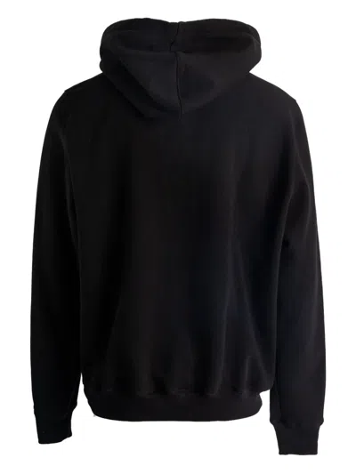 Rick Owens Hooded Sweatshirt Print Oversized Ribbed Cuffs In Black