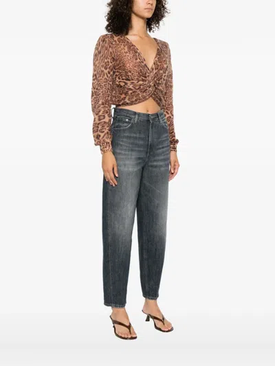 Twinset Twin-set Twisted Front Cardigan In Animal Print