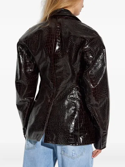 Dsquared2 Crocodile-embossed Blazer In Brown