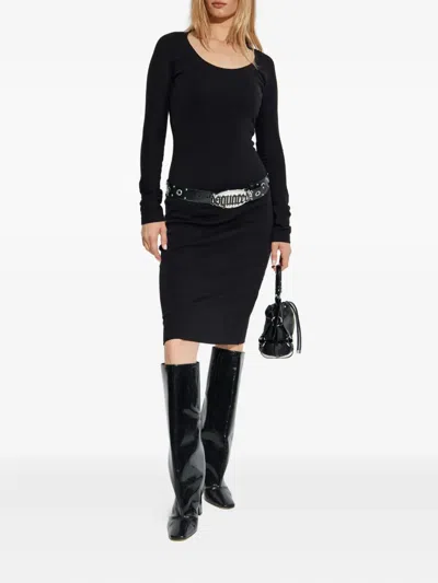Dsquared2 Long-sleeve Midi Dress In Black