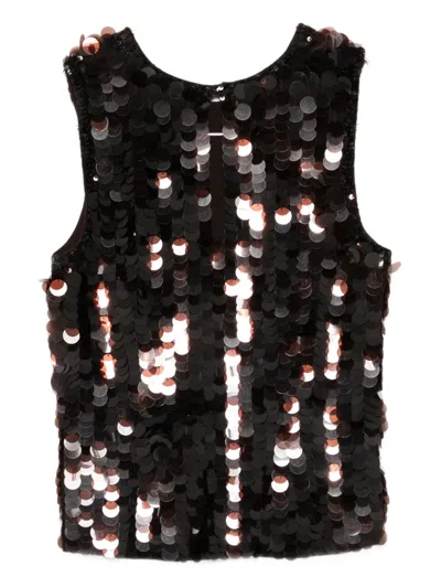 P.a.r.o.s.h Sequin Sleeveless Top In Black