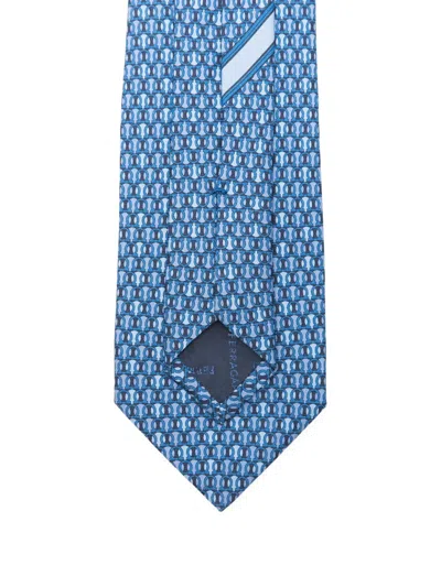 Ferragamo Polka-dot Pattern Silk Tie In Blue