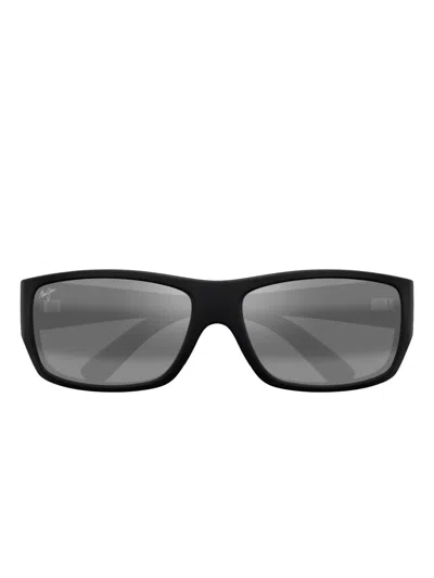 Maui Jim Wassup Rectangle-frame Sunglasses In Black