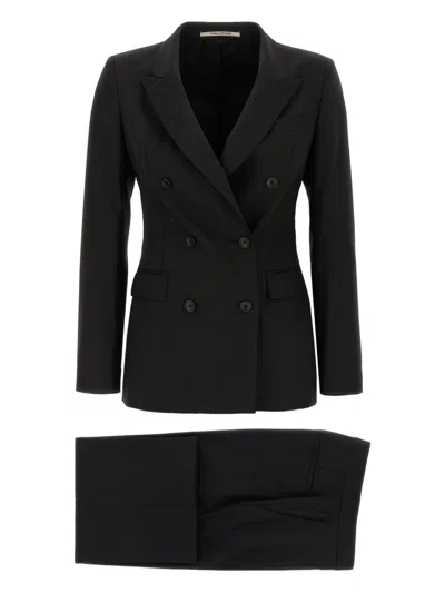 Tagliatore Tailored Black Blazer With Double-breasted Design And Structured Lapel In Black