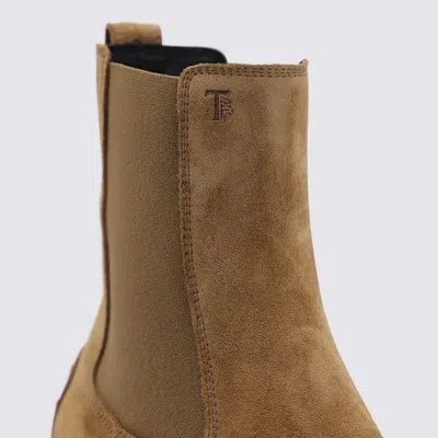 Tod's Camel Suede And Leather Boots In Multi