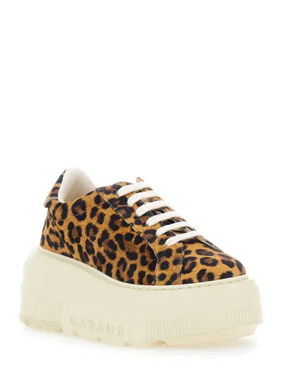 Casadei Low Top Sneakers Platform Sole In Animal Print