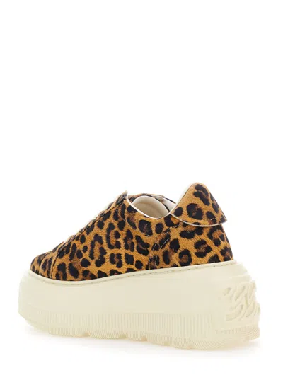 Casadei Low Top Sneakers Platform Sole In Animal Print