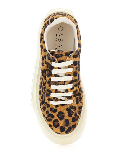 Casadei Low Top Sneakers Platform Sole In Animal Print