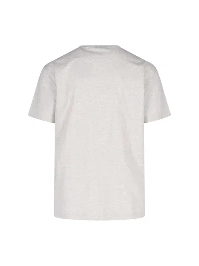 Polo Ralph Lauren Grey Crewneck T-shirt With Logo Print On The Front In Cotton Man In White