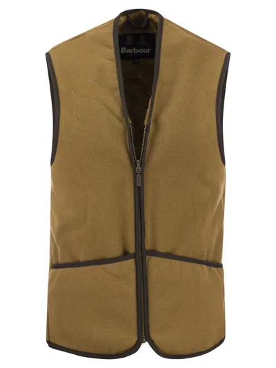 Barbour Warm Pile Waistcoat Zip Sleeveless Jacket In Brown