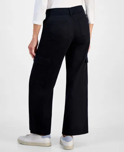 Style & Co Petite Mid-rise Wide-leg Cargo Pants, Exclusively At Macy's In Black