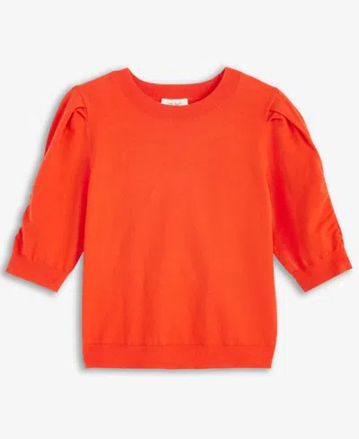 On 34th Women's Puff-sleeve Crewneck Sweater, Exclusively At Macy's In Orange