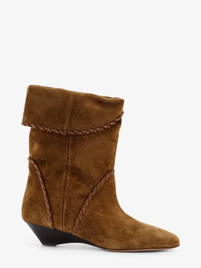 Isabel Marant Suede Wedge Heel Ankle Boots In Multi