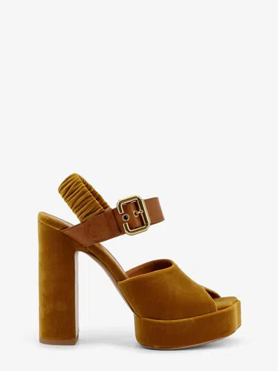 Chloé Chloe' Women Aria Velvet Sandals In Yellow