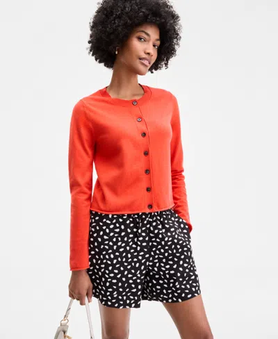 On 34th Women's Crewneck Button-front Cardigan, Exclusively At Macy's In Multi