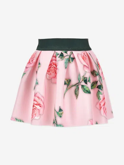 Monnalisa Floral Skirt In Pink