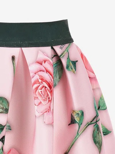 Monnalisa Floral Skirt In Pink