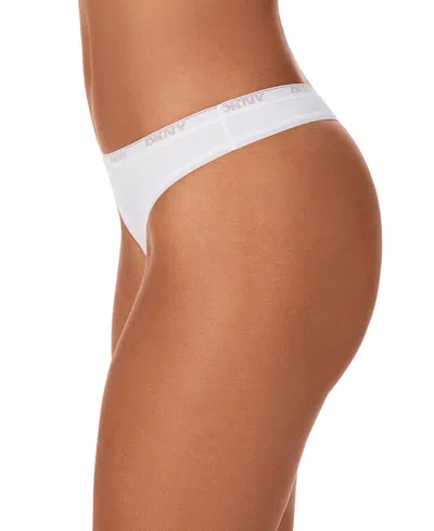 Dkny Women's Cotton Modal Thong 3 Pack- Dk8461p3 In White