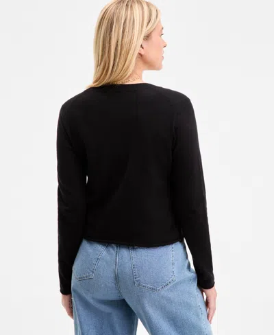 On 34th Women's Crewneck Button-front Cardigan, Exclusively At Macy's In Black