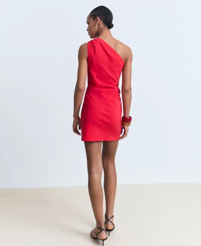Mango One-shoulder Minidress In Red
