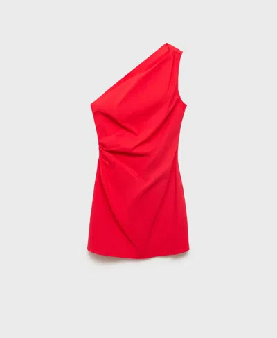 Mango One-shoulder Minidress In Red
