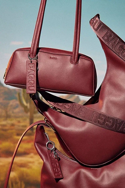 Baggu Small Recycled Leather Bowler Bag In Mahogany, Women's At Urban Outfitters In Brown