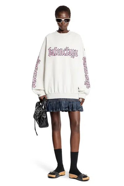 Balenciaga Hybrid Dress In Cotton Jersey And Denim In White