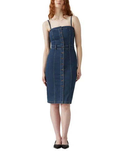 Levi's Panelled Bustier Midi Dress In Blue