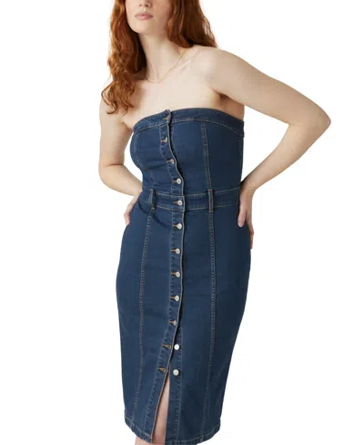 Levi's Panelled Bustier Midi Dress In Blue