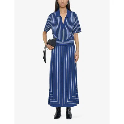 Joseph Geometric Jacquard Silk Blend Top In Blue