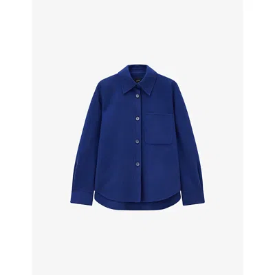 Joseph Womens Cobalt Jelia Relaxed-fit Wool And Silk-blend Overshirt In Blue