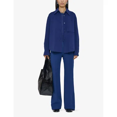 Joseph Womens Cobalt Jelia Relaxed-fit Wool And Silk-blend Overshirt In Blue