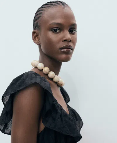 Mango V Neck Tiered Maxi Dress In Black