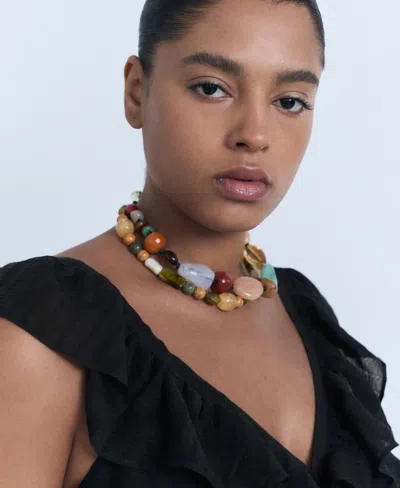 Mango V Neck Tiered Maxi Dress In Black