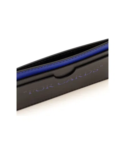 Off-white Quote Bookish Leather Cardholder In Blue