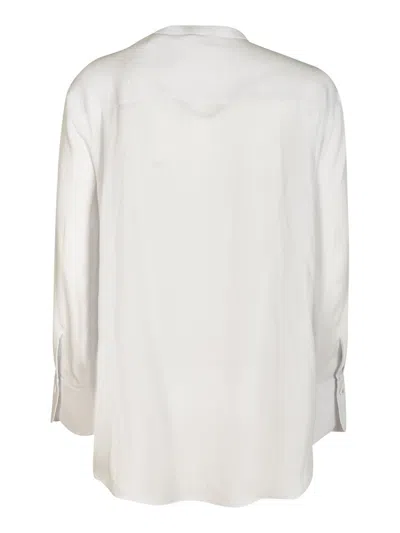 Giorgio Armani Band Collar Plain Shirt In White