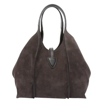 Tod's Classic Suede Leather Shoulder Bag With T-buckle In Black